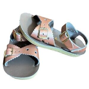 Hoy Salt Water Sun San Sweetheart Rose Gold Leather Sandals Size 8 Toddler